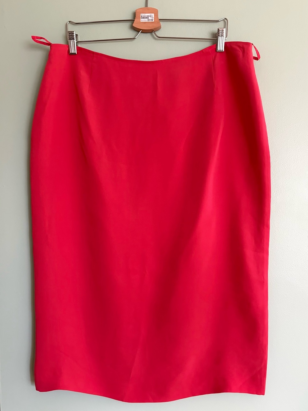 NWT Luisa Spagnoli 100% Silk Midi Pencil Skirt Red IT 52 US 16 Luxury Corporate